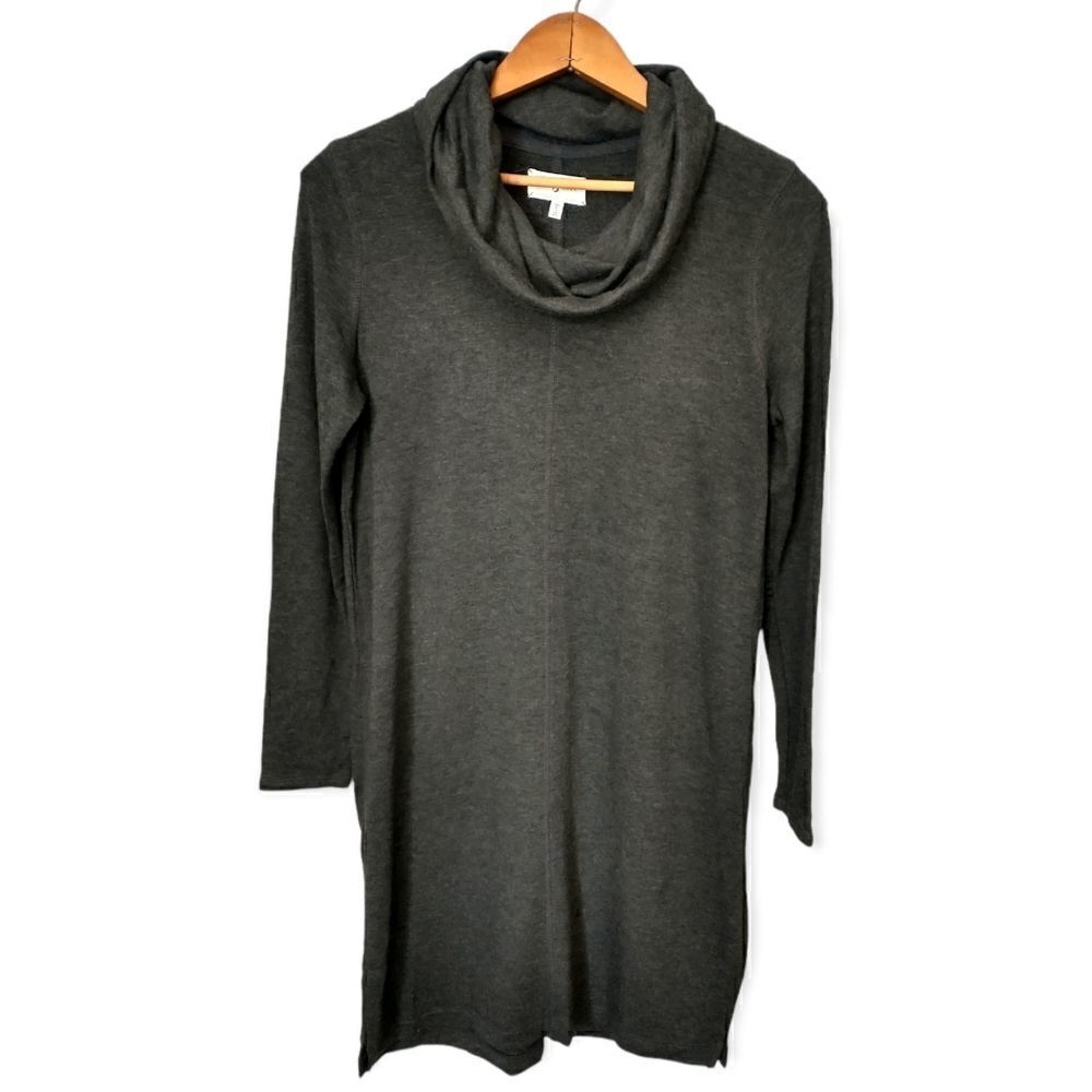 Lou & Grey Cozy Knit Shift Dress S Lounge Relaxed Minimalist Quiet Luxury Gray - Picture 9 of 16